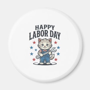 Íman Feliz Dia do Trabalhador Gato Patriota Desenho Vin