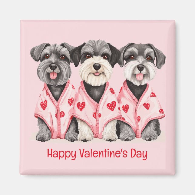 Íman Feliz Dia dos Namorados Cães Schnauzer (Frente)