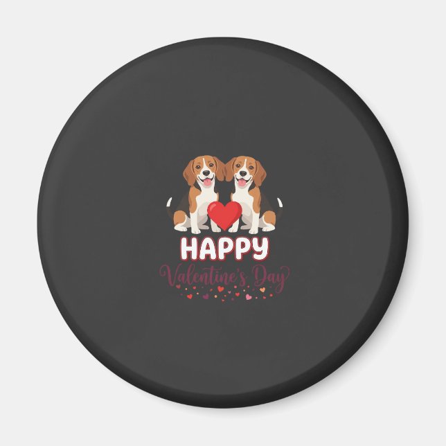 Íman Feliz Dia dos Namorados Casal Beagle (Frente)