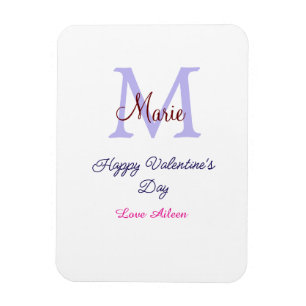 Íman Feliz dia dos namorados monograma rosa pastel roxo