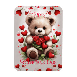 Íman Feliz Dia dos Namorados Urso de Pelúcia Corações d