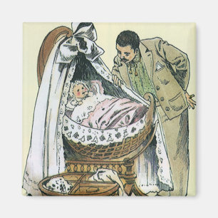 Íman Feliz Dia dos Pais Vintage, Berço de Bebê Vitorian