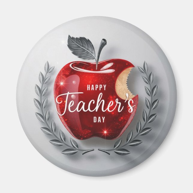 Íman Feliz Dia dos Professores Maçã Vermelha (Frente)