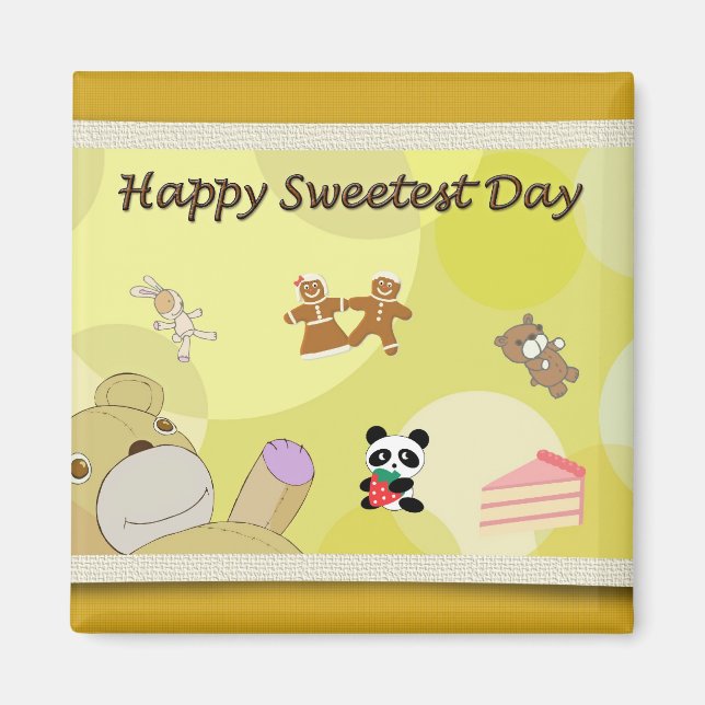 Íman Feliz Dia Mais Doce Ursos de Teddy (Frente)