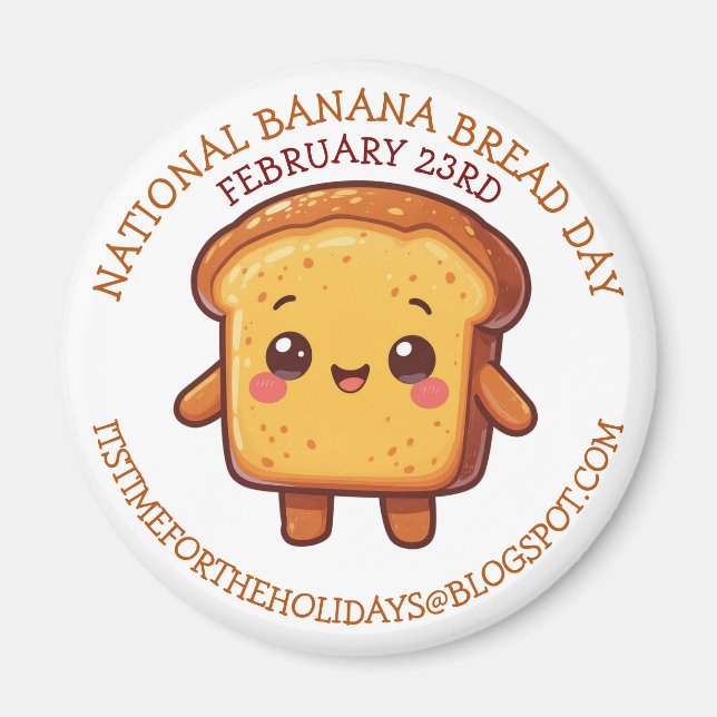 Íman Feliz Dia Nacional do Pão de Banana | 23 de Fevere (Frente)