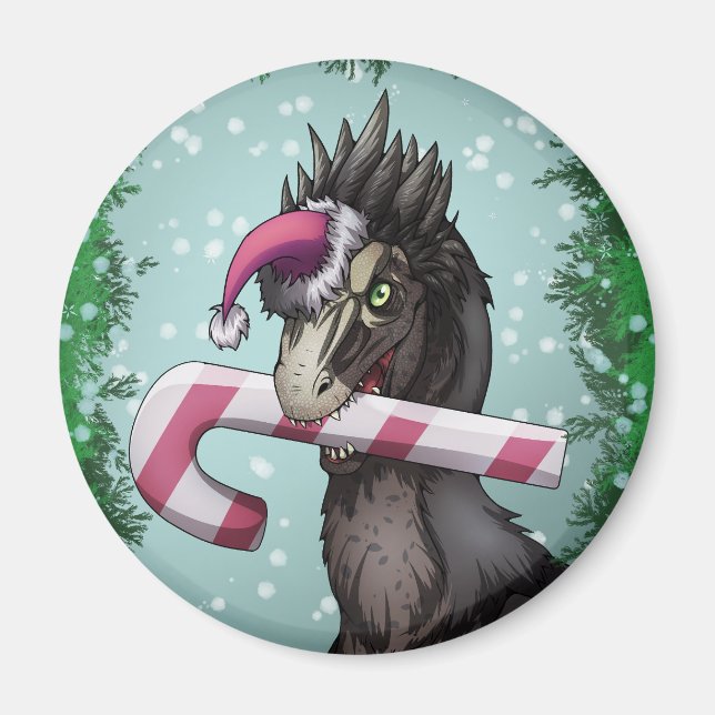 Íman Feliz Dinossauro de Natal (Frente)