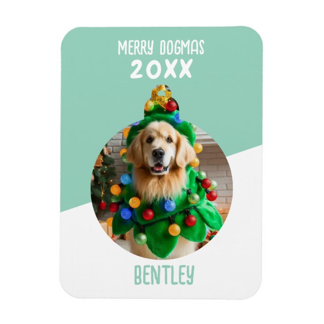 Íman Feliz Dogmas Personalizado Cão Foto de Natal (Vertical)