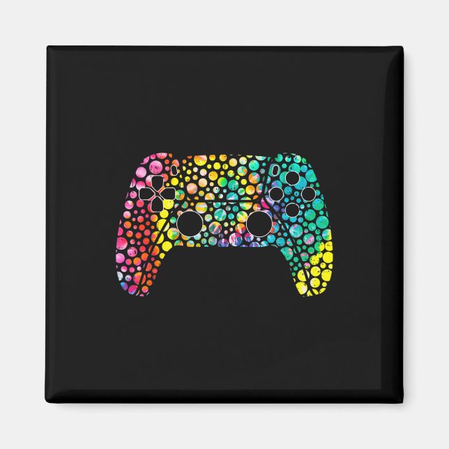 Íman Feliz Dot Day Gamers Boy Game Controller Colorir (Frente)