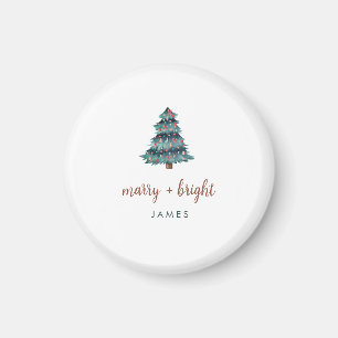 Íman Feliz e Brilho Árvore Natal Boho e Script