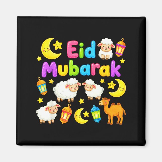 Íman Feliz eid mubarak para crianças muçulmanas eid al  (Frente)