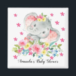 Íman Feliz Elefante Meninas de Bebê Favor do Chá<br><div class="desc">Um belo e feliz ímã elefante para um chá de fraldas feminino. Altere o plano de fundo clicando em personalizar e usar o nosso selecionador de cores!. Itens correspondentes disponíveis em nosso compro.</div>