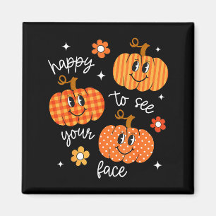 Íman Feliz em ver seu rosto Abóbora Halloween Outono Th