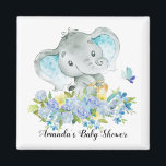 Íman Feliz Favor do Chá Elefante Baby Boys<br><div class="desc">Um belo e feliz ímã elefante para um chá de fraldas de rapazes. Altere o plano de fundo clicando em personalizar e usar o nosso selecionador de cores!. Itens correspondentes disponíveis em nosso compro.</div>