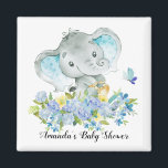 Íman Feliz Favor do Chá Elefante Baby Boys<br><div class="desc">Um belo e feliz ímã elefante para um chá de fraldas de rapazes. Altere o plano de fundo clicando em personalizar e usar o nosso selecionador de cores!. Itens correspondentes disponíveis em nosso compro.</div>