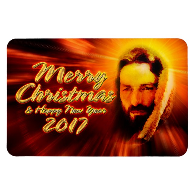 Íman Feliz Feliz ano novo de Natal de 2017 Jesus Magnet (Horizontal)