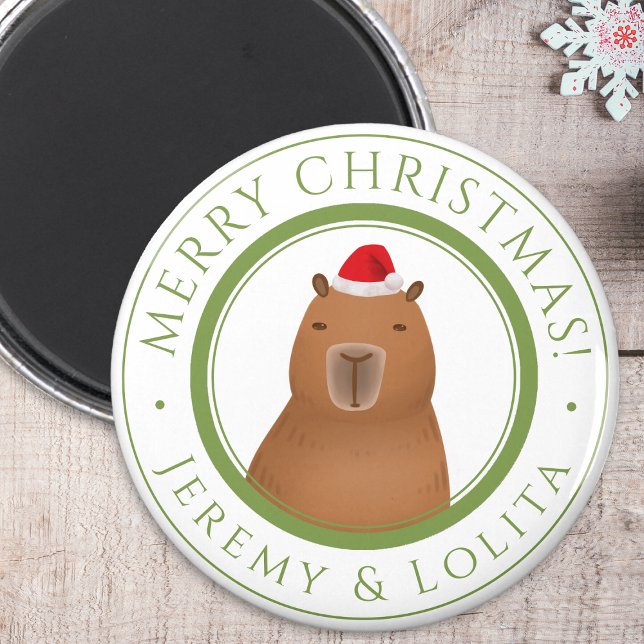 Íman Feliz Feliz Capybara Papai noel Natal (A capybara Claus magnet to make your holidays Merry and Bright! )