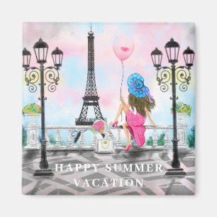 Íman Feliz Férias de Verão - Adoro Paris - Pintura