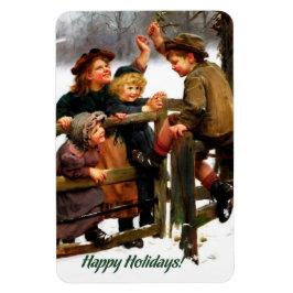 Íman Feliz Férias. Presente de Natal Vintage Art