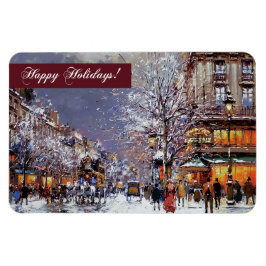 Íman Feliz Férias. Vintage Winter Parisiense Scense