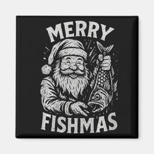 Íman Feliz Fishmas Papai Noel Vintage Pescaria Natal Pr
