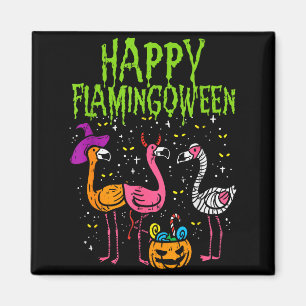 Íman Feliz Flamingoween Y Flamingos Diversão no Hallowe