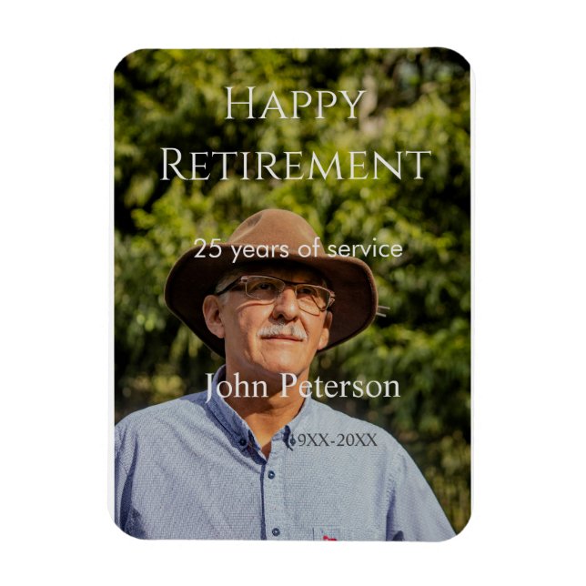 Íman Feliz foto de aposentadoria nome ano anos de servi (Vertical)