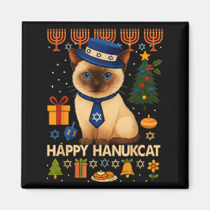 Íman Feliz Gato de Hanuka Suéter Feio Gato Chanukah Jud