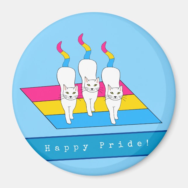 Íman Feliz Gato De Orgulho Com Bandeira Pansexual (Frente)
