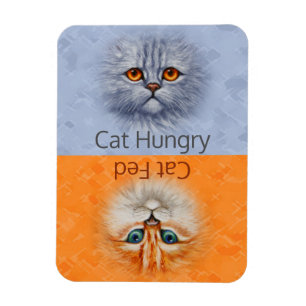 Íman Feliz Gato Fed Triste Fome