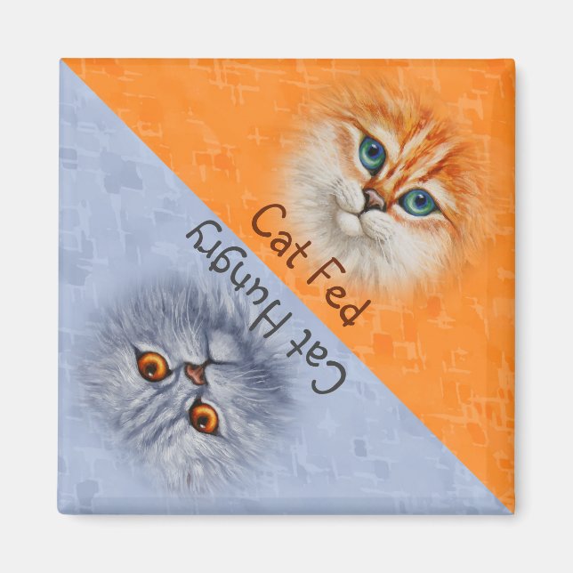 Íman Feliz Gato Fed Tristeza Gato Fome (Frente)