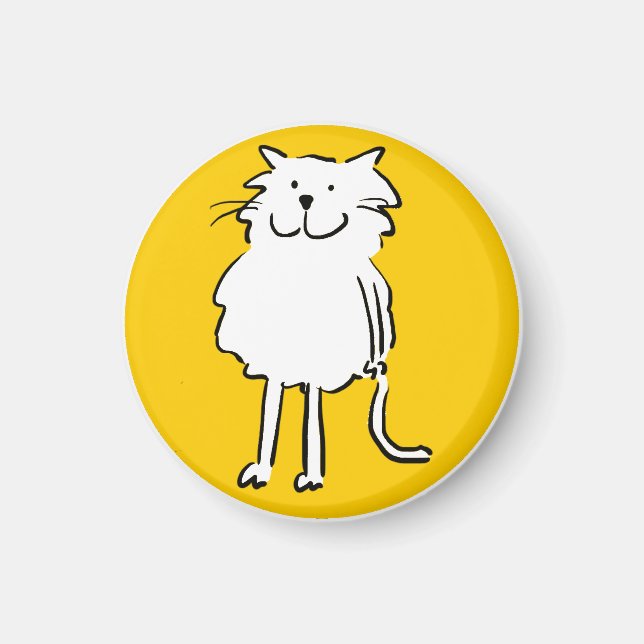 Íman Feliz Gato Sorriso como uma Ilustração de Cartoon  (Frente)