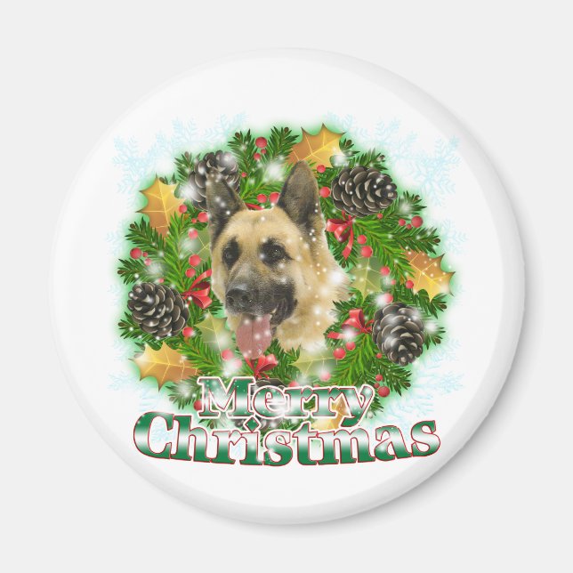 Íman Feliz German shepherd de Natal (Frente)