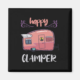 Íman Feliz Glamper Amante de Acampamento Menina Acampam
