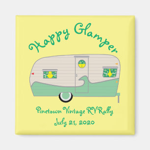Íman Feliz Glamper Verde Vintage Trailer de Presença En