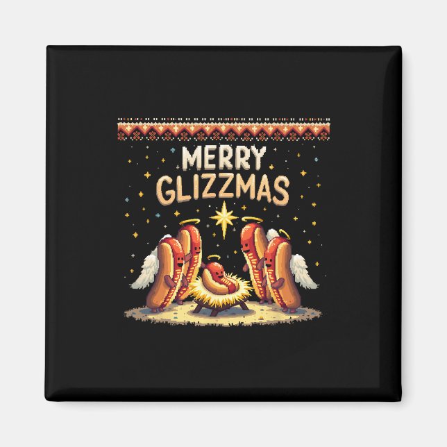 Íman Feliz Glizzmas Hot Dog Humor Funny Comida Lovers C (Frente)