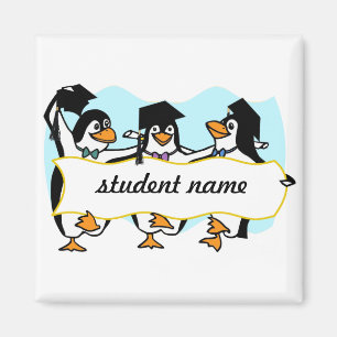 Íman Feliz Graduação de Pinguins de Dança com Banner