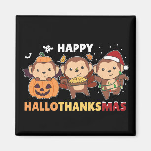 Íman Feliz Hallothanksmas Macacos Macacos de Natal Magn