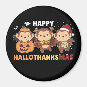 Íman Feliz Hallothanksmas Macacos Macacos de Natal Magn