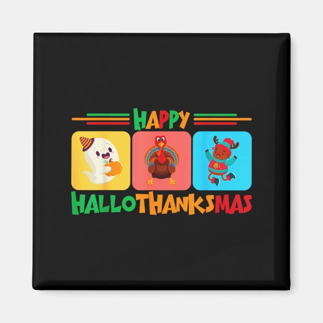 Íman Feliz Hallothanksmas Natal E Dia De Ação De Graças (Frente)