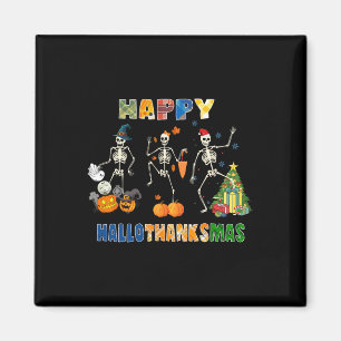 Íman Feliz Hallothanksmas Skeleton Dançando Engraçado H