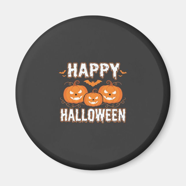 Íman Feliz Halloween Abóbora Morcego Vetor (Frente)
