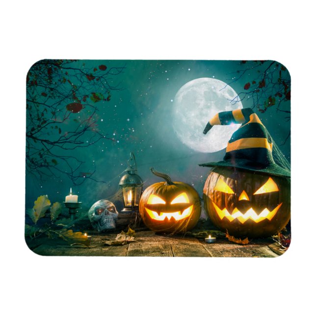 Íman Feliz Halloween Art Engraçado Jack O Lanterna Hall (Horizontal)