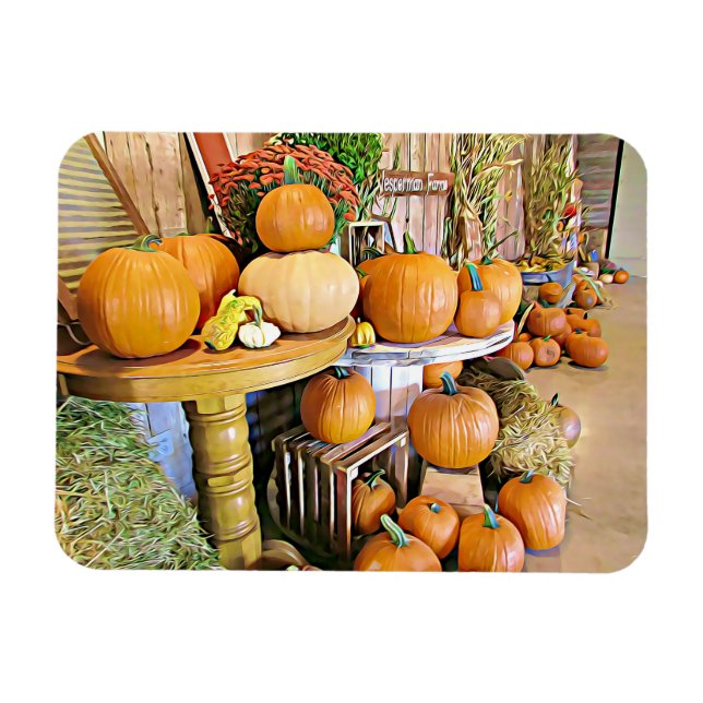 Íman Feliz Halloween Autumn Display Pumpkins Magnet (Horizontal)