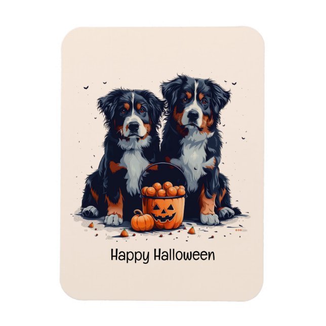 Íman Feliz Halloween Bernarês Cães de Montanha Pumpkin (Vertical)