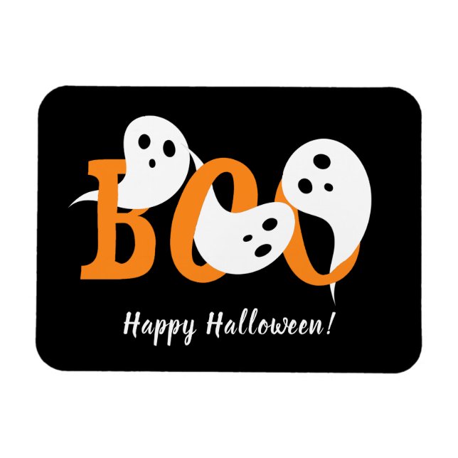 Íman Feliz Halloween Boo Fantasmas Negros (Horizontal)