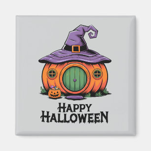 Íman Feliz Halloween Casa de Abóbora e Chapéu de Bruxa