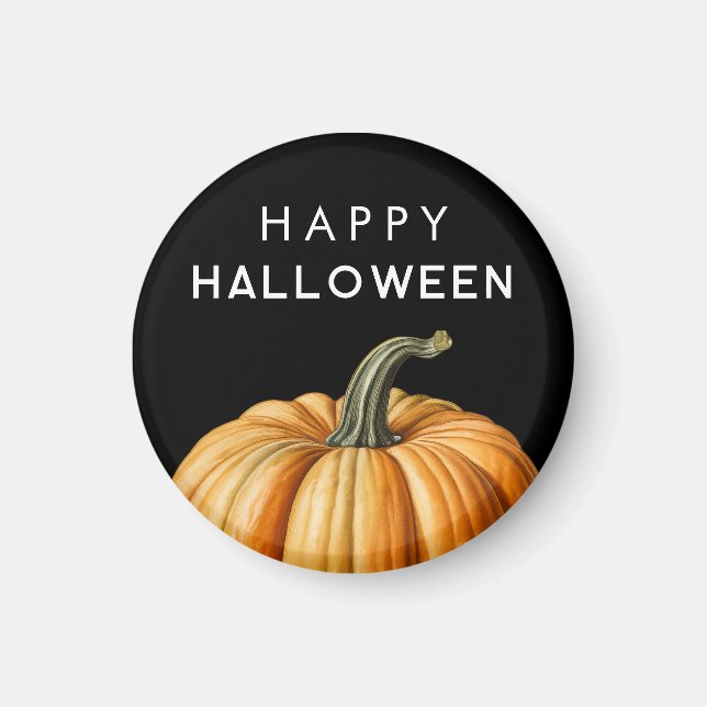 Íman Feliz Halloween com abóbora grande (Frente)