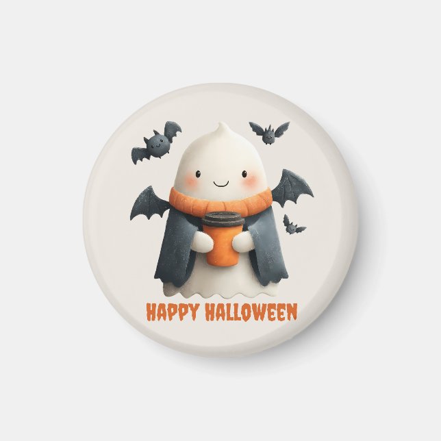 Íman Feliz Halloween - Cute Ghost Design (Frente)