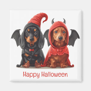 Íman Feliz Halloween Dachshund Dogs Devil Bat