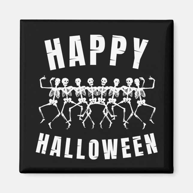 ÍMAN FELIZ HALLOWEEN ESQUELETOS DANÇANTES (Frente)